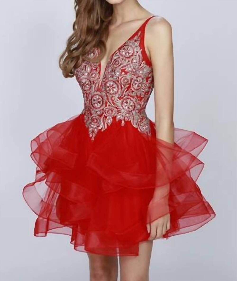 NEW JULIET cocktail metallic dress in red